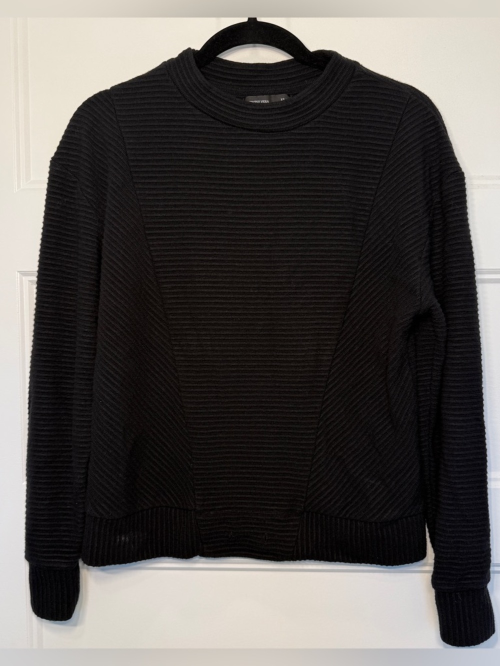 Simply Vera Vera Wang Black Ribbed Sweater Womens XS Crewneck Textured Knit